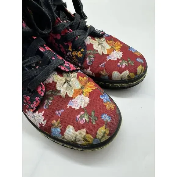 Dr. Martens Maelly Dark Floral Canvas Upper High Top Combat Boots Women’s Size 5 - Picture 5 of 12